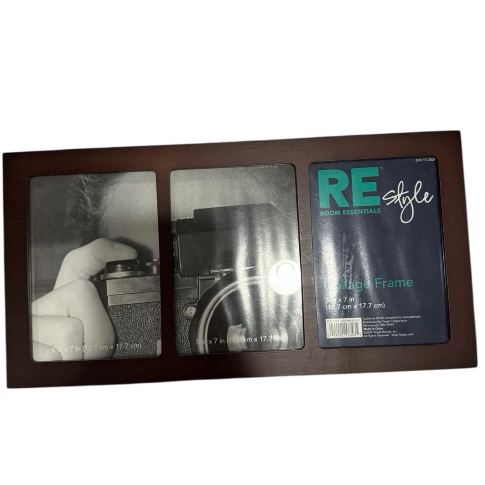 Essentials Dark Brown Triple Photo Frame